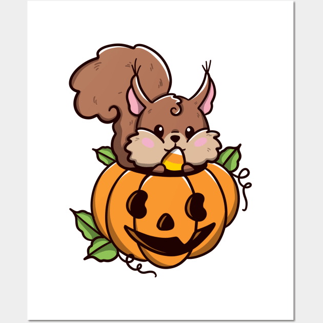 Squirrel halloween Wall Art by Jurassic Ink